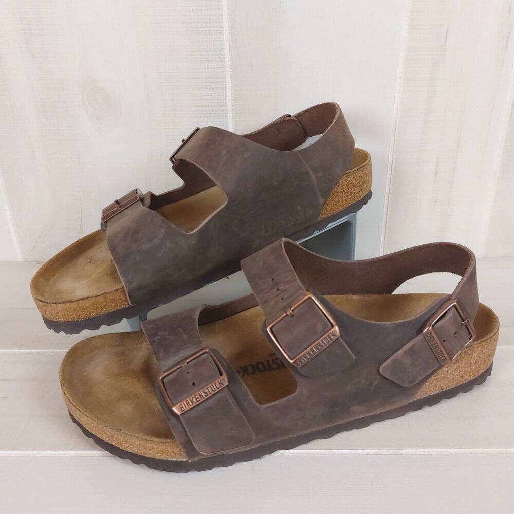 Birkenstock Milano Sandals Men's Size 10 Mocha Adjustable Straps - Picture 2 of 7
